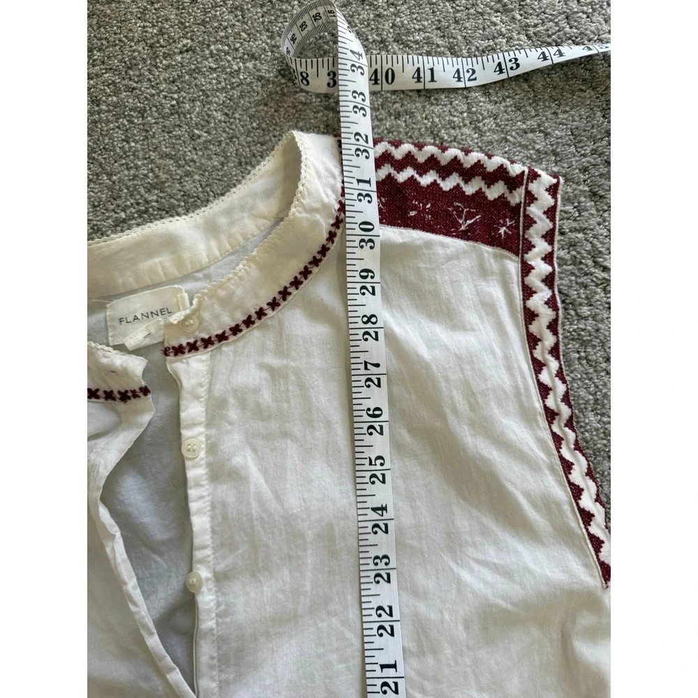 Flannel Austrailia Burgundy Cream Embroidered Cotton Jumpsuit Boho Chic Small - Picture 12 of 15